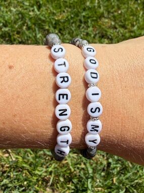 {Handmade} “God is My Strength” Bracelet Set